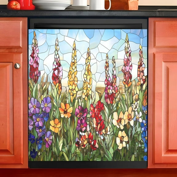 Ryvnso Art Marble Flowers Dishwasher Magnetic Refrigerator Magnet Cover Kitchen Home Decorative 23"x26"