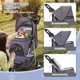 thumbnail image 5 of ZOPan 3-Wheel Pet Stroller, Foldable Travel Jogger for Small & Medium Dogs & Cats (Up to 33lbs), Lightweight Carrier with Breathable Mesh Cover, Cup Holder & Storage Basket, Plaid, 5 of 11