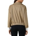 thumbnail image 3 of INSPIRE CHIC Womens Cropped Jacket 2025 Fall Casual Button Down Long Sleeve Coat S Khaki, 3 of 6