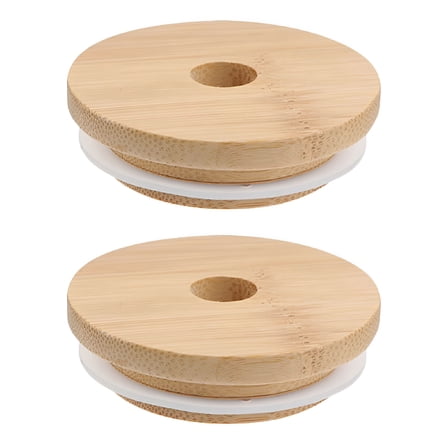 ACDANC Mason Jar Bamboo Lid Screw Top Lids Tumbler Ball Canning Bottle Cap Glass 2 Pcs
