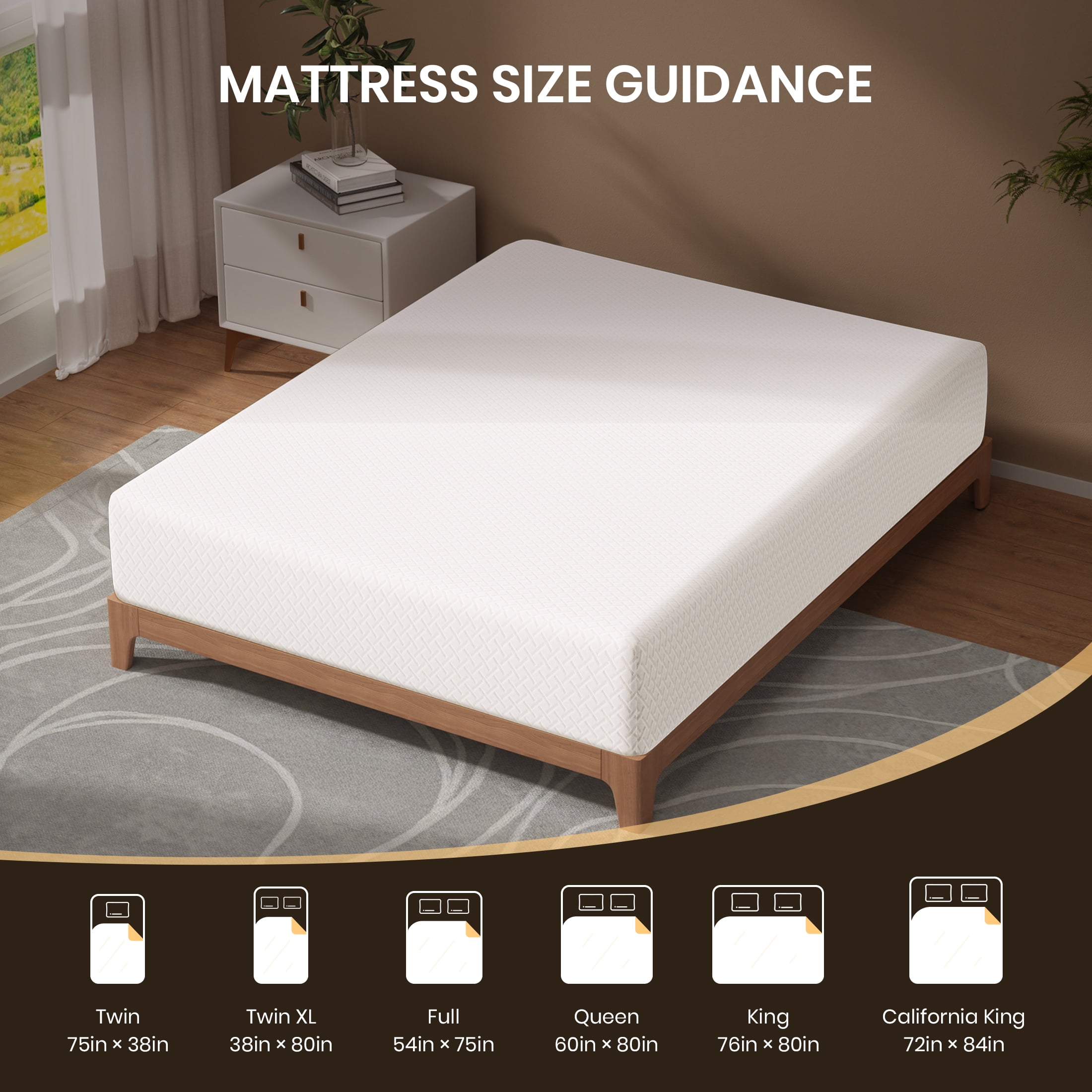 Subfun 8" Full Mattress, Cooling Gel Memory Foam, Fiberglass-Free & Pressure Relief, CertiPUR-US Certified, 10-Year Warranty, Bed in a Box