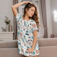 thumbnail image 3 of Naloa Eiffel Tower Print Women Nightgowns,Womens Loungewear,Short Sleeve Sleepwear,Comfy Ladies Nightdress, 3 of 6