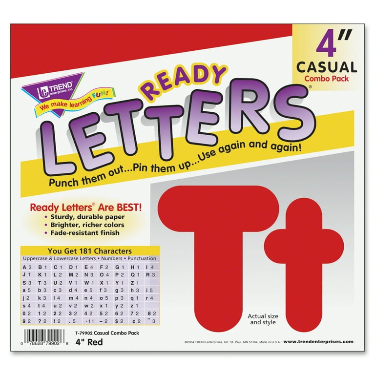 Ready Letters Casual Combo Set, Red, 4 Ready Letters Casual Combo Set, Red, 4