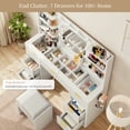 thumbnail image 3 of Kromapolis 47" Fluted Vanity Desk with Adjustable LED Lights & Charging Station, 7 Drawers Makeup Table with Tempered Glass Top, 8 Open Shelves, Hair Dryer Holder for Bedroom, White, 3 of 8