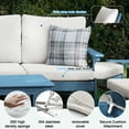 thumbnail image 3 of SERWALL Outdoor Patio Furniture Set, 7-Piece HDPE Outdoor Sofa Set Patio Conversation Set, Blue Frame with Beige Cushions, 3 of 7