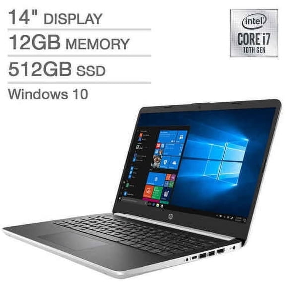 HP 14" Laptop 10th Gen i7-1065G7 1080P 14-dq1045cl 12GB Memory 512GB SSD PC Notebook
