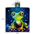 thumbnail image 2 of Frog Outdoor Canvas Picnic Blanket Waterproof and Foldable Mat with Carry Strap - Large Size for Family and Friends - Durable and Easy to Clean - Blue and White Stripes Design, 2 of 6