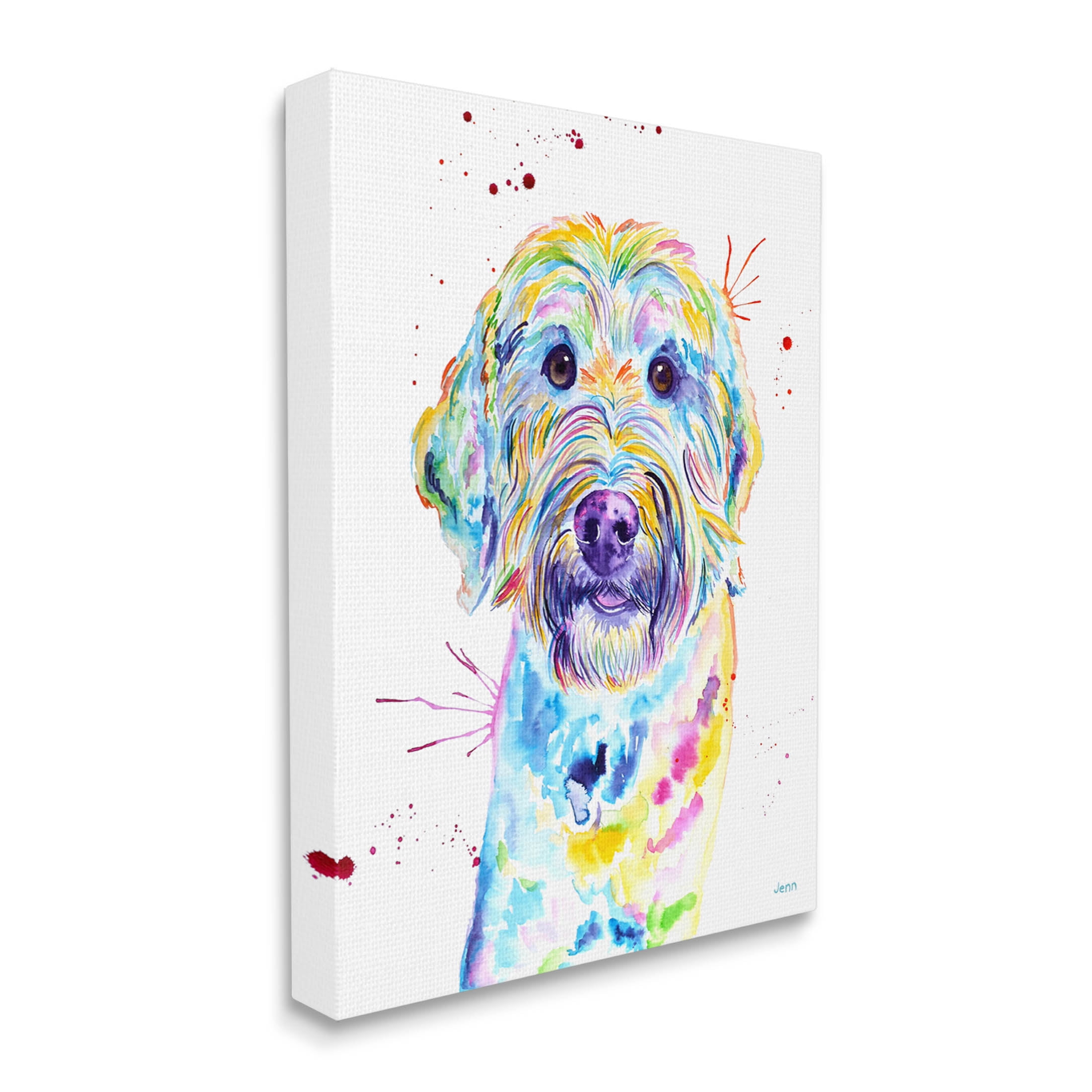 Vivid Goldendoodle Dog Pet Animals & Insects Graphic Art Gallery Wrapped Canvas Print Wall Art