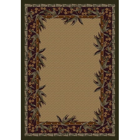 Milliken Innovations Area Rug OSAKA OLIVE Osaka Olive Petals Vines 10 9 x 13 2 Rectangle