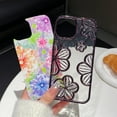 thumbnail image 5 of Chrome Plating Electroplated Glitter Bling Colorful Retro Oil Painting Flower Floral Print Compatible with iPhone Case (Black,iPhone 14 Pro Max), 5 of 6
