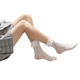 thumbnail image 3 of Faithtur Women's Lace Floral Ankle High Socks Sheer Mesh Ruffles Socks, 3 of 6