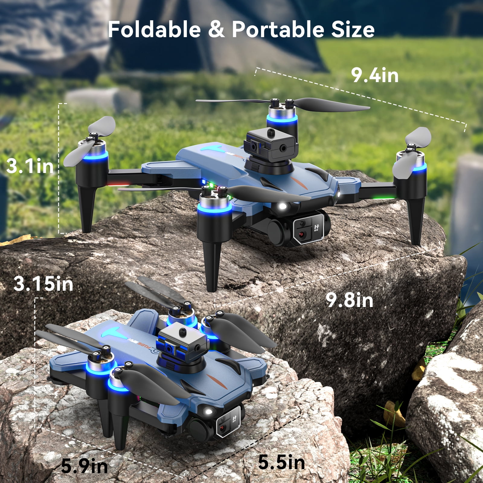 JoyStone RC Drone with 4K Camera for Adults Kids, Brushless Mini Drone with Headless Mode, RC Quadcopter with Colorful LED Light, 2 Batteries for Beginners