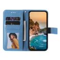 thumbnail image 3 of For Samsung Galaxy A15 6.5" Seven Petal Flower Embossed Strong Magnetic Attachment/Closure, Card Slots/Pocket, PU Leather Flip Wallet Case With Hanging Rope,Blue,For Galaxy A15 (4G/5G), 3 of 7