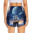 thumbnail image 4 of Uemuo Moonlit Night Sea Sailboat Pattern Women's Athletic Shorts High Waisted Running Shorts with Liner Pockets Gym Elastic Workout Shorts-X-Large, 4 of 9