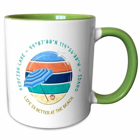 3drose American Beaches - Redfish Lake Idaho Elegant Travel Sport Gift 11oz Two-tone Green Mug