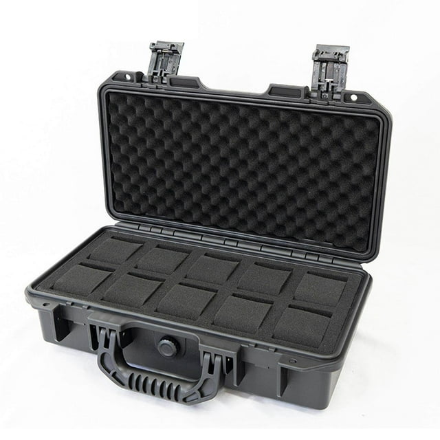ziyahi Waterproof Watch Case Organizer Display Durable Box Plastic for Storage Display Jewelry Box Traveling Father Clock C Black with 10