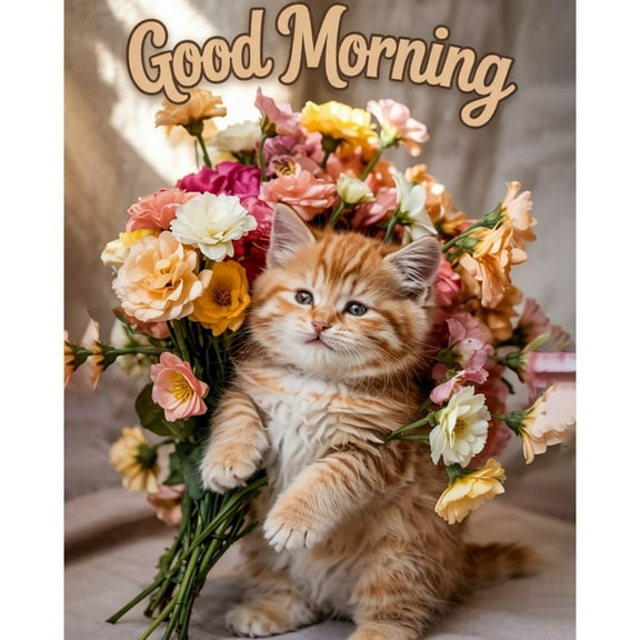 5D Diamond Painting Kits for Adults kids Beginners Paint By Diamond Set  Round Full Drill Craft Diamond Art Painting Art Craft Painting Kit-Dawn Kitten in the Flowers