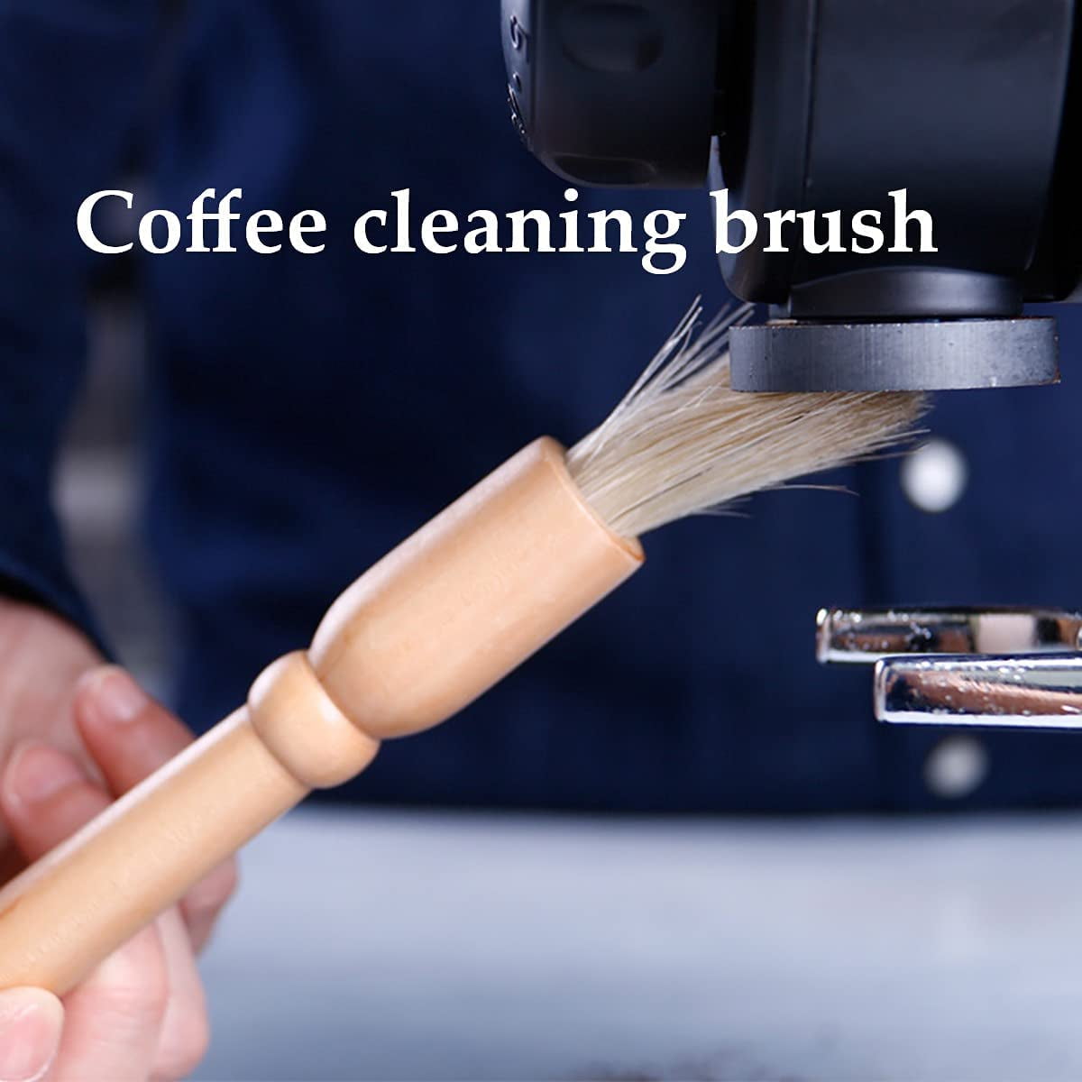 Wooden Manual Coffee Grinder Vintage Style Hand Coffee Mill Burr Coffee Grinder with Ceramic Hand Crank,Wooden Manual Coffee Grinder Cleaning Brush, Brown, 19 x 8.5 x 16 cm