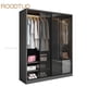 thumbnail image 2 of Luxury Wood Closets Italian Clothes Cabinet With LED Light And Storage Drawers Transparent Glass Sliding Door Bedroom Wardrobes My Lux Decor Round, 2 of 20