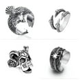 thumbnail image 2 of HOOUN Punk Gothic Silver Ghost Claw Skull Knuckle Armour Scary Cosplay Jewelry Ring-3, 2 of 2