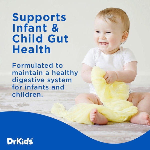 DrKids Probiotic Vitamin D Drops, Clinically Proven Strains, May Support Infant & Child Gut and Digestive Health*, Powerful Immune Support and Guaranteed Live Cultures, 0.5 fl. Oz. (15 ml)
