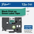 thumbnail image 3 of Brother Genuine P-touch TZE741 3/4" Black Print on Green Laminated Label Tape, 3 of 8
