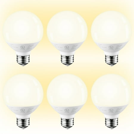 

6 Pack Vanity Globe Light Bulbs G25 LED for Bathroom Mirror Decorative 6W Equivalent 40W UL & Energy Star Listed Dimmable 450 LM E26 Round Frosted Decorative Bulb 3000K Warm White