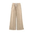 thumbnail image 6 of Women's High Waist Drawstring Casual Wide Leg Pants With Split Hem And Pockets, 6 of 7