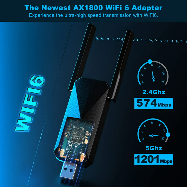 GetUSCart- USB WiFi 6 Adapter for Gaming PC, AX1800 WiFi 6 USB 3.0