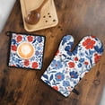 thumbnail image 5 of Pioneer Flower Kitchen Oven Mitt and Pot Holder Sets 2 Pcs for Baking, Cooking and Grilling, Heat Resistant Up To 392 °F, 5 of 7