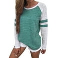 thumbnail image 2 of Fesfesfes Women Sweatshirt Solid Color Round Neck Long Sleeve Casual Blouse Sweatshirt Tops, 2 of 5