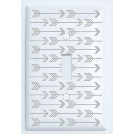 Light Switch Plate Single Toggle Grey Arrow Print Light Switch Plate Covers / Grey Woodland Nursery Decor for Baby Boys or Girls (Single Toggle) ()