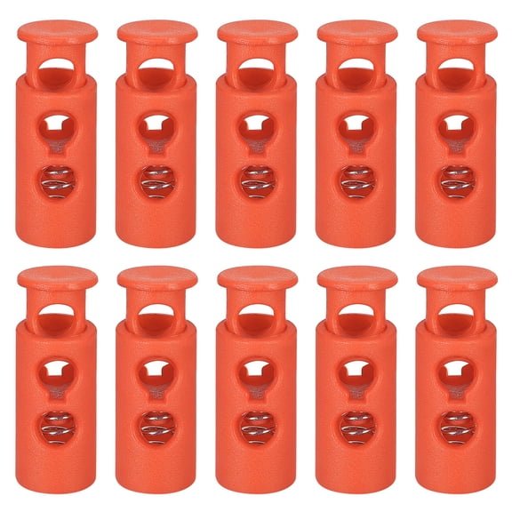 Uxcell 30Pack 4mm Cord Lock Plastic Double Hole Spring Toggle Stoppers, Orange