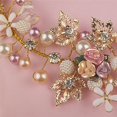 thumbnail image 3 of Pearl Flower Crystal Rhinestone Wedding Bridal Headband Clip Hair Band Handmade, 3 of 4