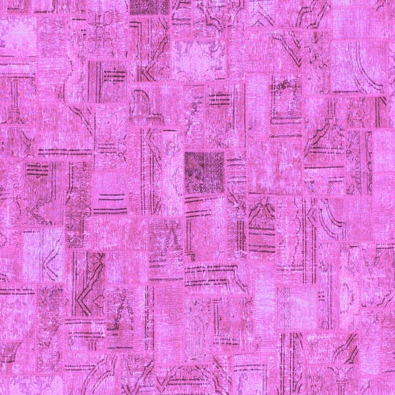 Ahgly Company Indoor Square Patchwork Purple Transitional Area Rugs, 4' Square