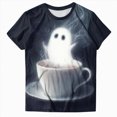 thumbnail image 4 of TOWED22 Halloween Shirts for Women T Shirt Holiday Ghost Graphic Crewneck Short Sleeve Tee Tops(Navy,L), 4 of 6