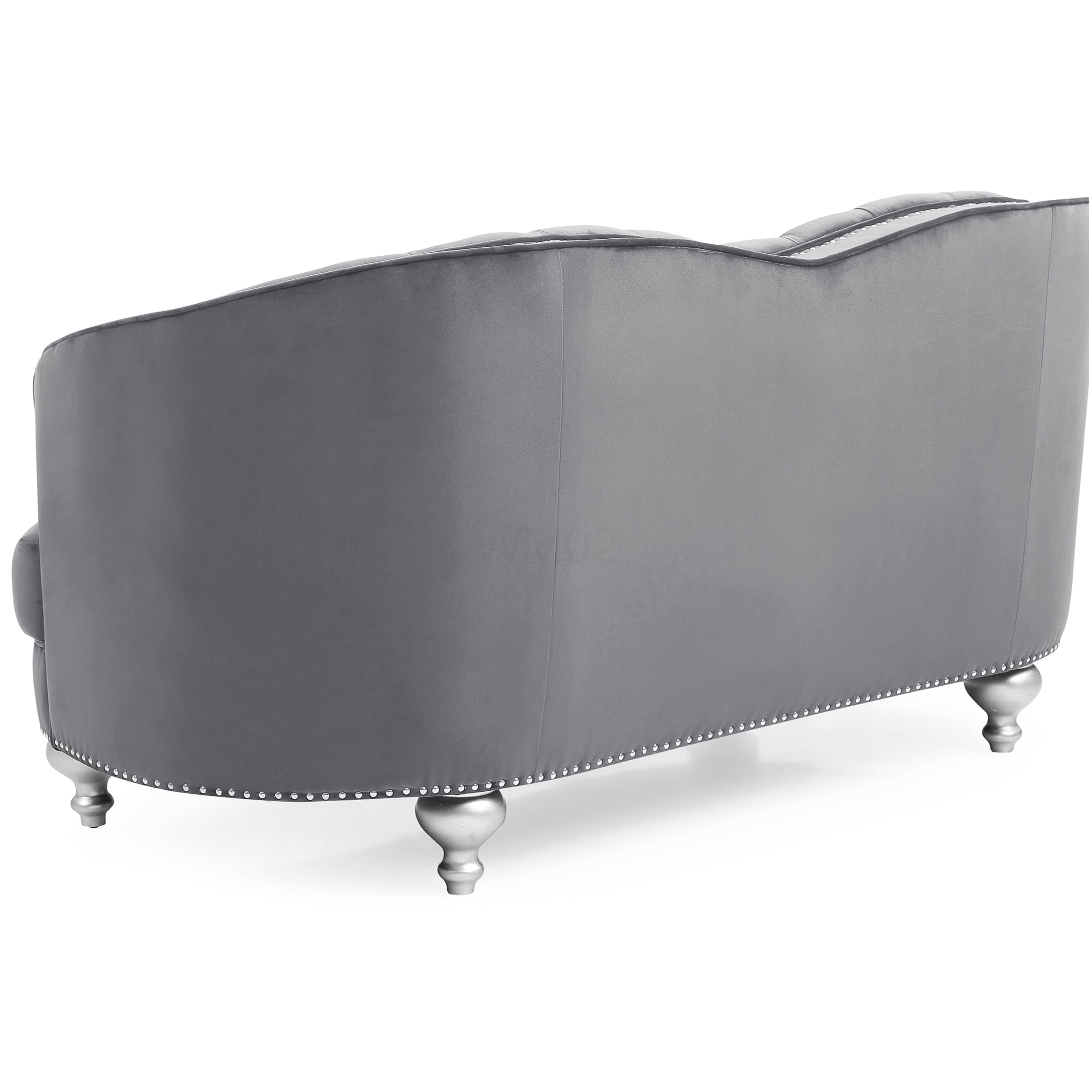 Gray Velvet Loveseat Sofa with Recessed Arms, Compact Two-Seater for Small Spaces, No Assembly Required