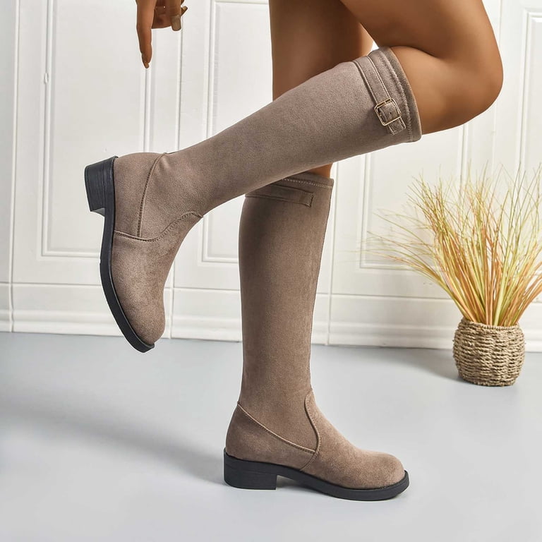 Gyexs Thigh High Flat Boots for Women Mid Calf Over the Knee