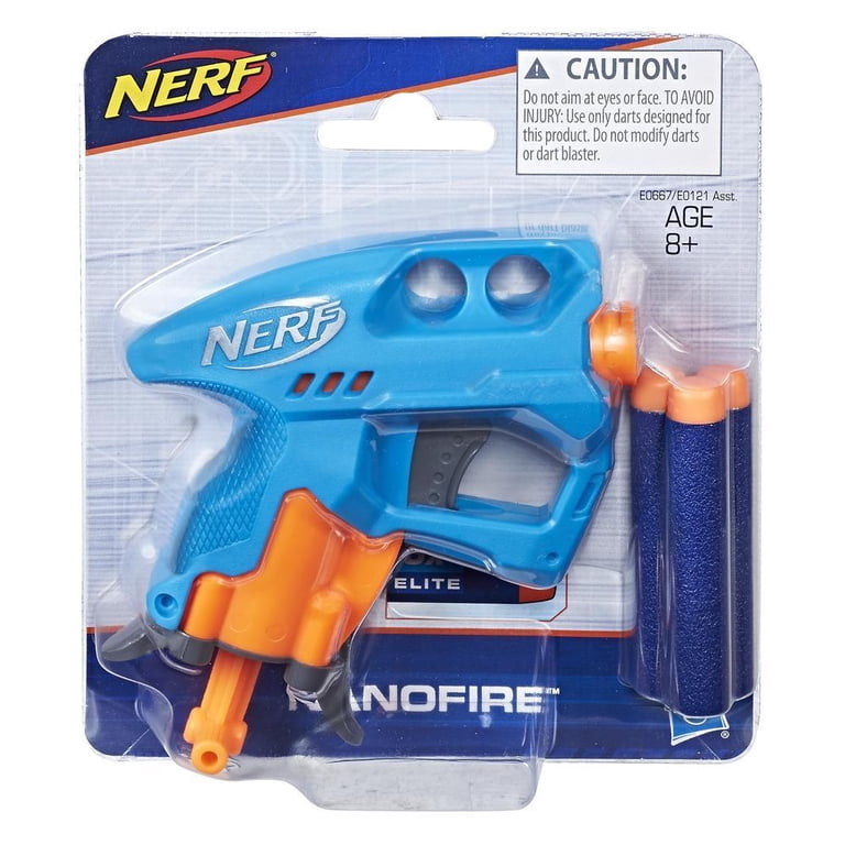 Nerf, N-Strike NanoFire, Blue, Compact size, Includes 3 darts