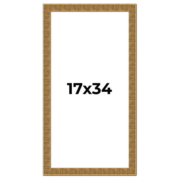 17x34 Frame Black and Gold Distressed Solid Wood Sonoma Picture Frame | 1.625 Inch Moulding Width |