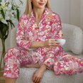 thumbnail image 5 of Xecao Sweet Print Women Pajamas Set Soft Sleepwear Pjs long Sleeve Button Down Nightwear with Long Pants, 5 of 6