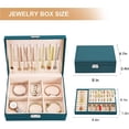 thumbnail image 6 of Jewelry Box for Women Girls, 2 Layers Jewelry Organizer Container with Lock, PU Leather Storage Case with Removable Tray, Jewelry Display Box for Necklaces Earrings Bracelets Rings Watches - Green, 6 of 7