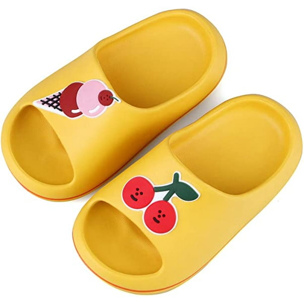 Zapatillas de frutas para niñas y niños, zapatillas de baño para niños, sandalias deslizantes de verano, zapatos de agua para piscina de playa (niño pequeño/pequeño/grande) amarillo Sincero Hogar