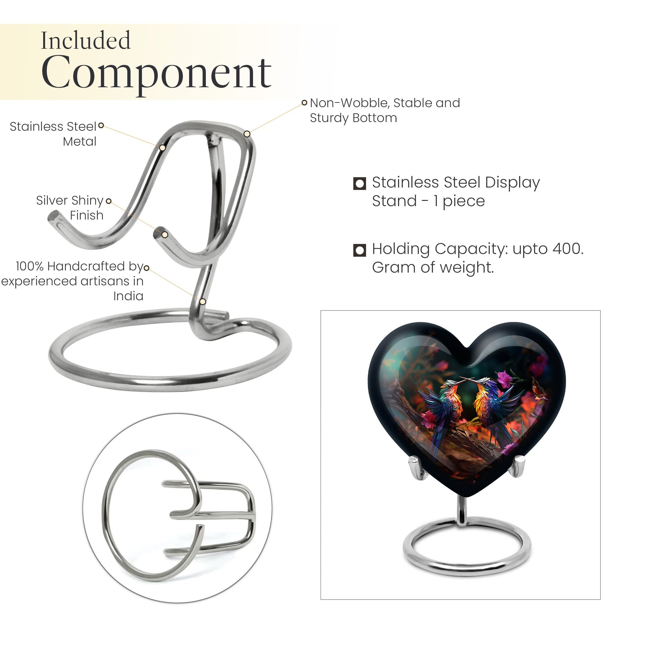 Hummingbird Urns For Human Ashes Adult, Heart Shaped Urn, Elegant Keepsake Urn, Mini Keepsake Urns For Ashes, Adult Urns For Human Ashes, Funeral Urns For Adult Ashes Men 3 Inch, 1 Pc