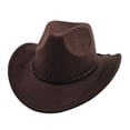 thumbnail image 3 of Sunshuilll Adult Casual Western Cowboy Fedora Hat, Brown, One Size, 1 Count, 3 of 3