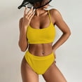 thumbnail image 4 of Hotian Women High Waisted Ribbed Cami Bikini Set Yellow XL-US16, 4 of 6