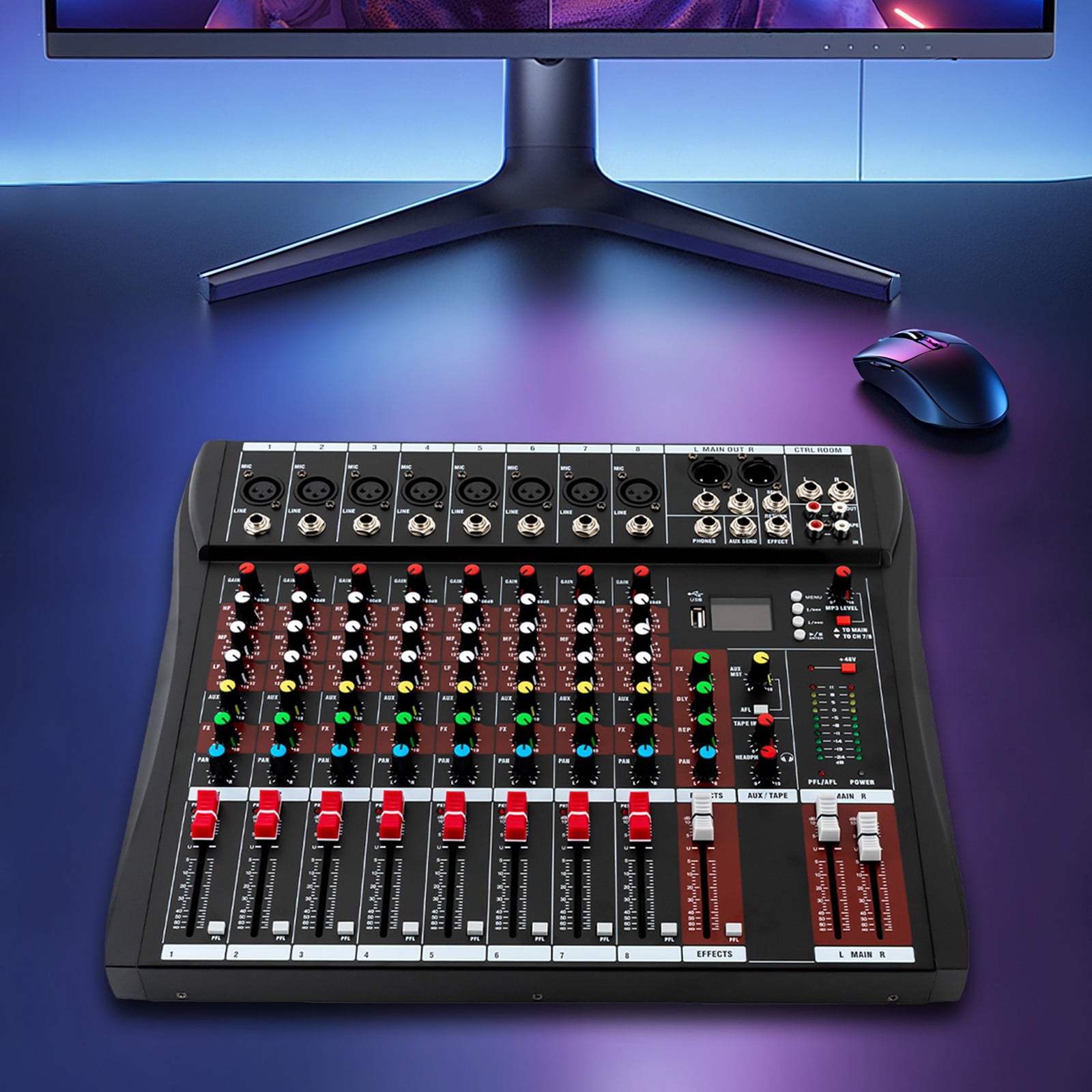 ToppiJoy 8-Channel DJ Mixer, Professional Audio Mixer, 8-channel Professional Mixer