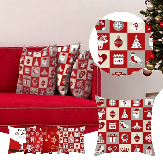 Fiudx Ofertas Relámpago Funda Navideña, forma De Copo De Nieve, forma De Papá Noel, Rojo Clásico Navideño