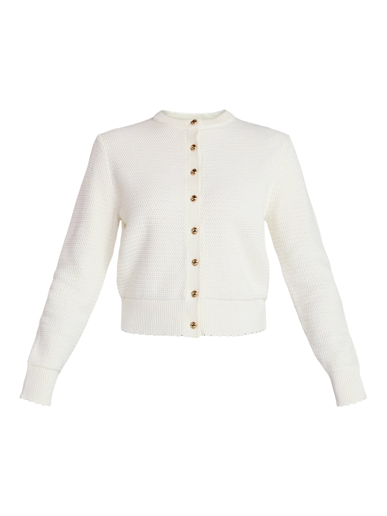 Time and Tru Women's Button Front Textured Cardigan, Sizes XS-XXXL