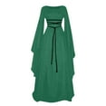 thumbnail image 4 of Halloween Cosplay Dress, Lace Up Waist Dress, Medieval Witch Dress, Renaissance Costume, Womens Medieval Dress Victorian Costume Renaissance Long Dress Costumes Irish Over Cosplay Retro Gown, Green S, 4 of 5
